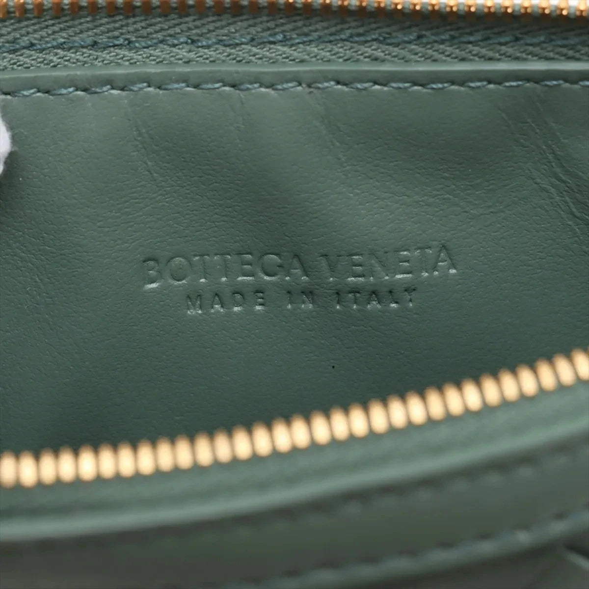 Pre-Loved Sunrise Shoulder Bag Intrecciato Leather Small with Gold Hardware, Sage Green