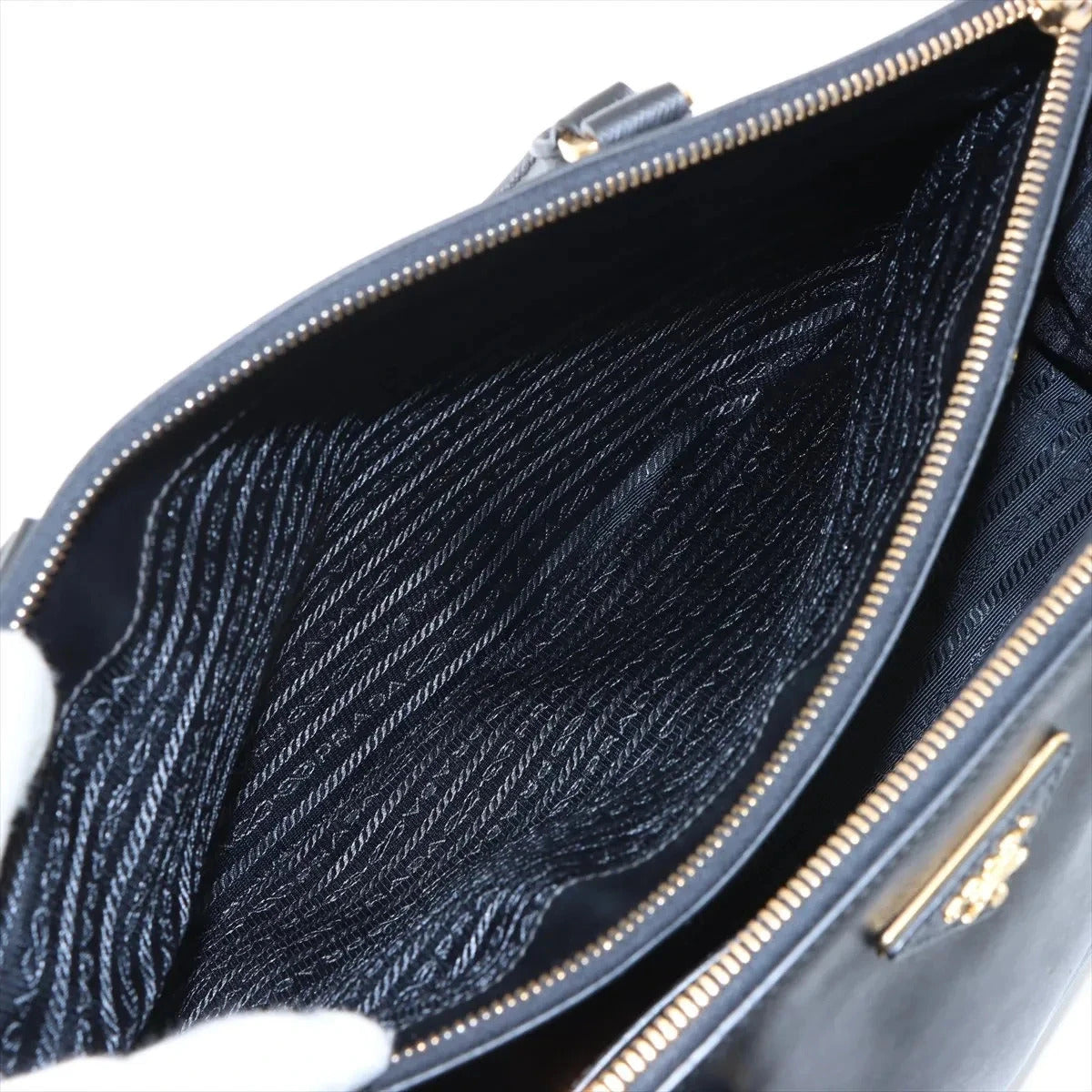 Pre-Loved Galleria Double Zip Tote Leather Medium with Gold Hardware, Black