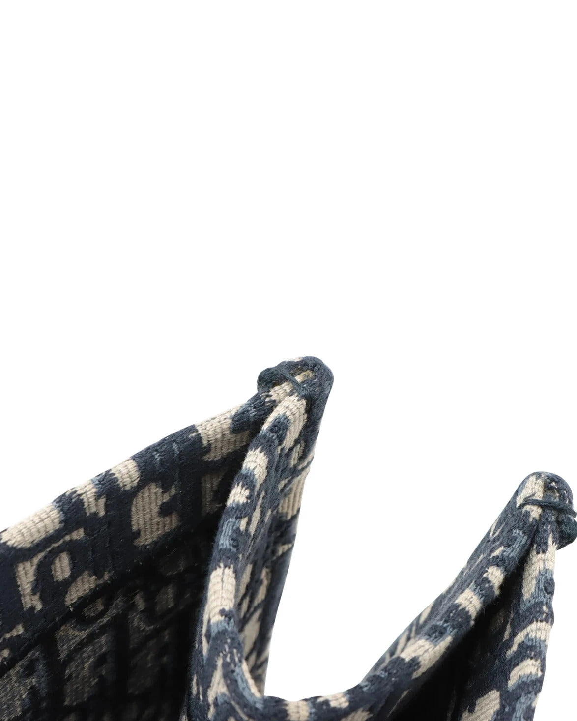 Pre-Loved Book Tote Tote Oblique Embroidered Canvas Large, Navy Blue/Beige