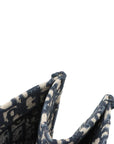 Pre-Loved Book Tote Tote Oblique Embroidered Canvas Large, Navy Blue/Beige