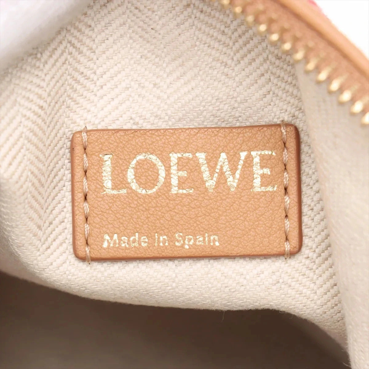 Pre-Loved Anagram Pochette Shoulder Bag Anagram Canvas Small with Gold Hardware, Red and Beige