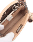 Pre-Loved Peekaboo Handbag Leather Micro with Silver Hardware, Beige