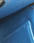 Pre-Loved Kelly Handbag Leather Mini II with Palladium Hardware, Navy Blue