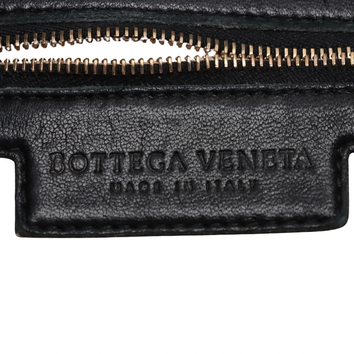 Pre-Loved Veneta Shoulder Bag Intrecciato Leather Medium with Gold Hardware, Black