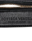 Pre-Loved Veneta Shoulder Bag Intrecciato Leather Medium with Gold Hardware, Black