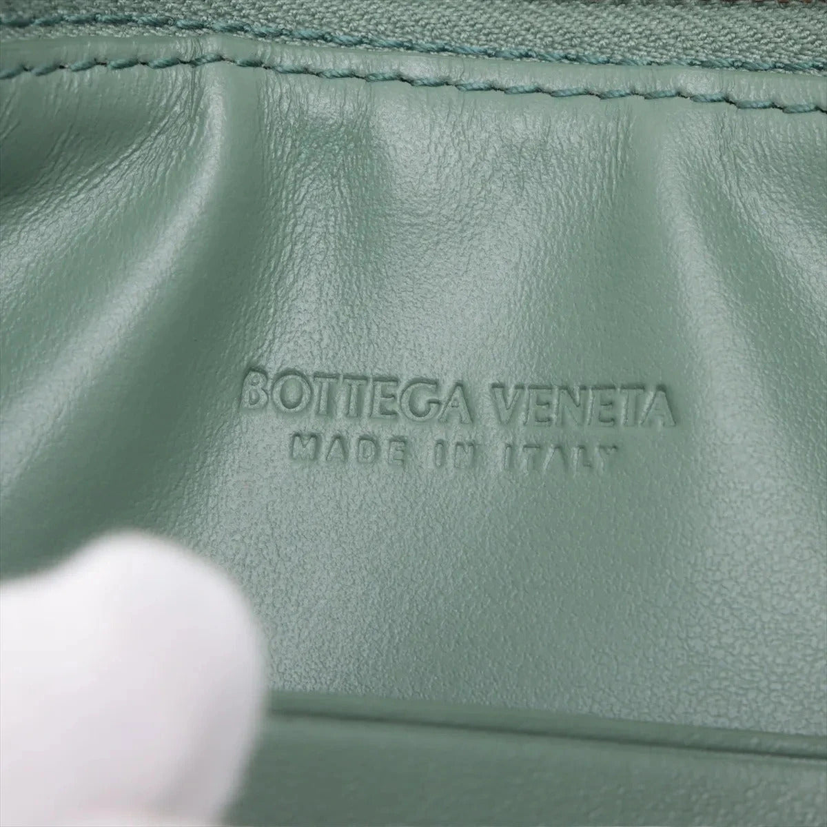 Pre-Loved Sunrise Shoulder Bag Intrecciato Leather Small with Gold Hardware, Sage Green