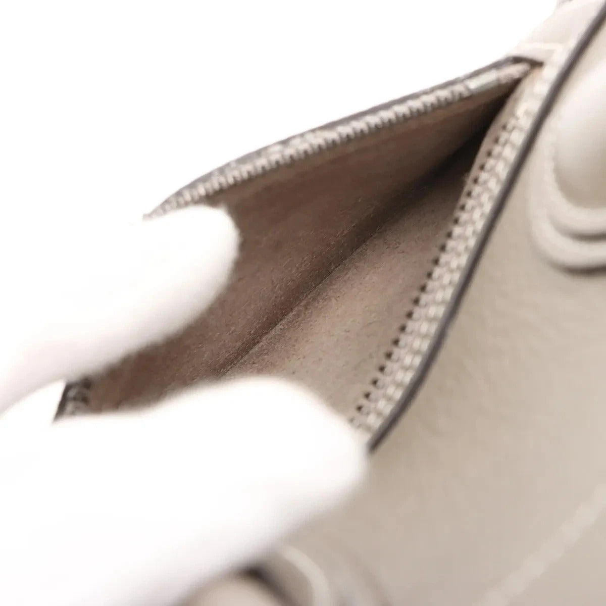Pre-Loved Luggage Tote Leather Micro with Silver Hardware, Taupe