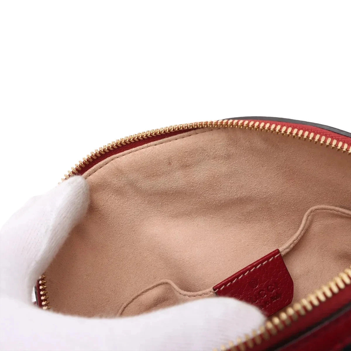 Pre-Loved Ophidia Shoulder Bag Suede Small with Gold Hardware, Navy Blue