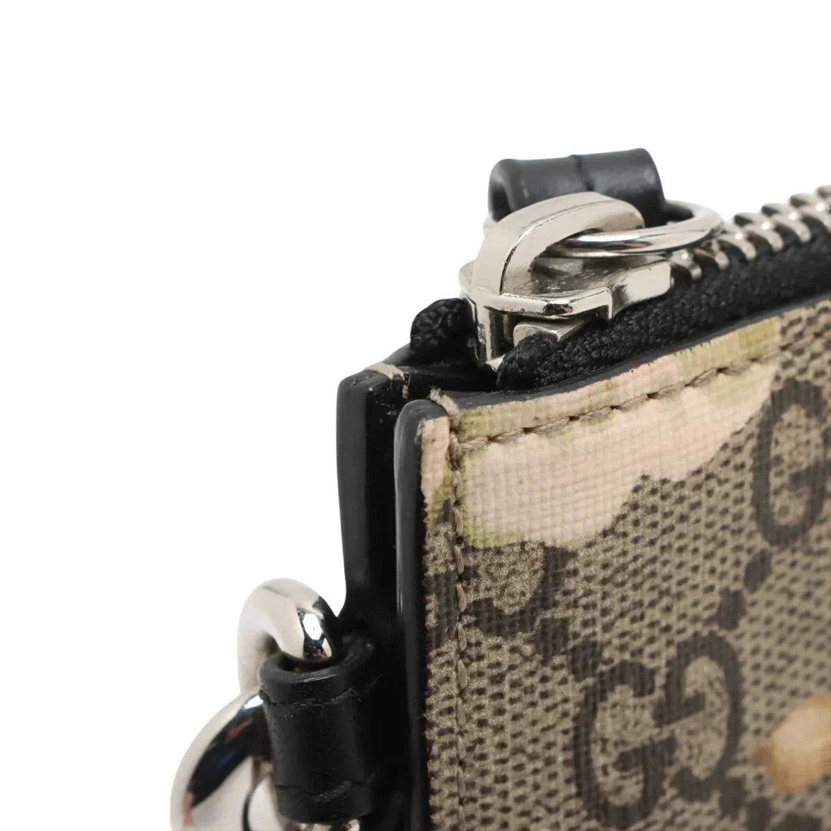 Pre-Loved GG Blooms Pouch Clutch Monogram Coated Canvas with Silver Hardware, Beige Multicolor