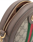 Pre-Loved Ophidia Round Mini Crossbody Bag Monogram Coated Canvas Mini with Gold Hardware, Beige Ebony
