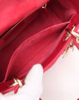 Pre-Loved Lady Dior Handbag Cannage Leather Medium with Gold Hardware, Pink