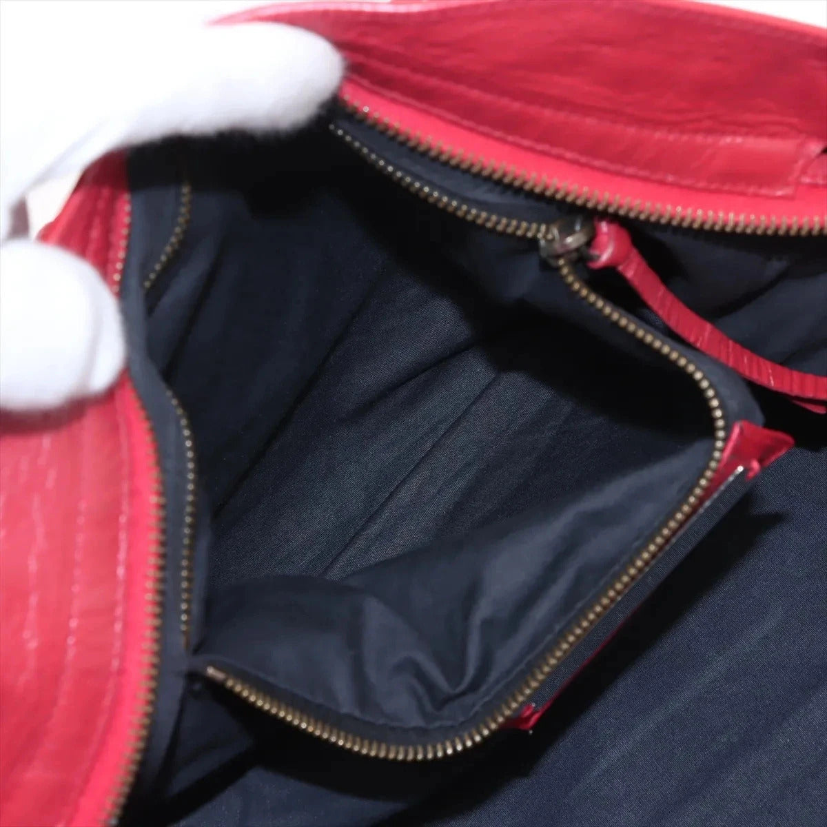 Pre-Loved City Handbag Leather with Matte Black Hardware, Red