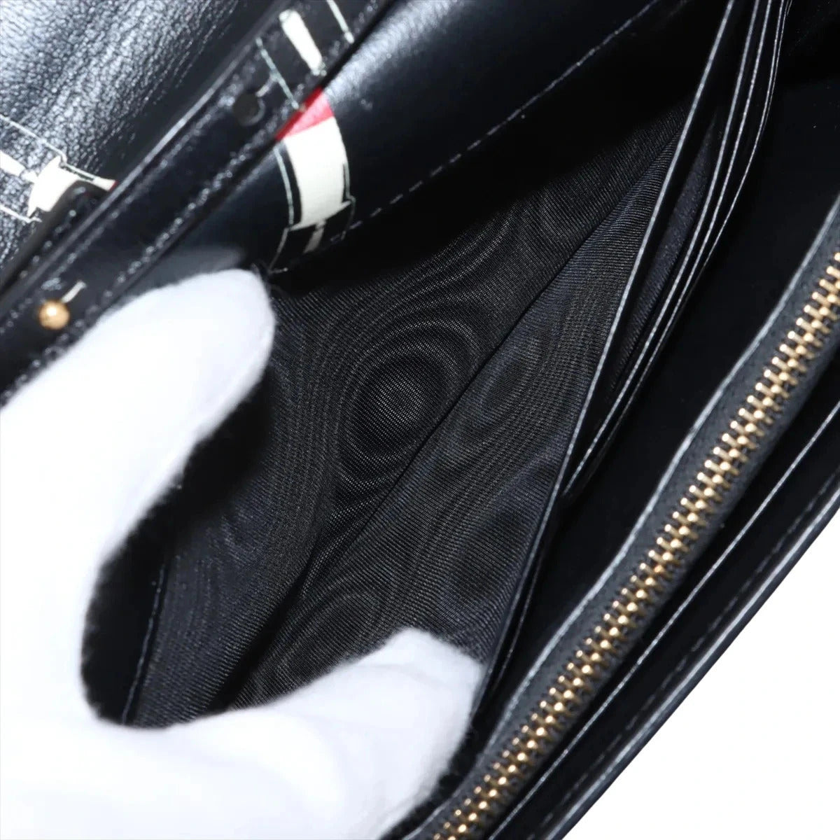 Pre-Loved Kate Chain Wallet Crossbody Bag Lipstick Print Leather Small with Gold Hardware, Black