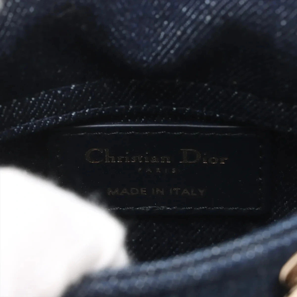 Pre-Loved Lady Dior Handbag Denim Mini with Gold Hardware, Blue