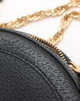 Pre-Loved Ophidia Round Mini Crossbody Bag Leather Mini with Gold Hardware, Black