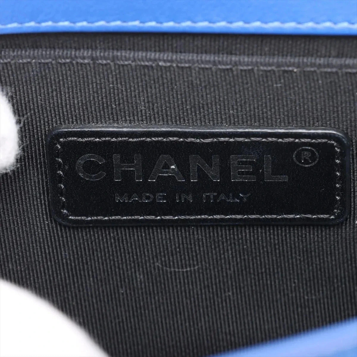 Pre-Loved Boy Shoulder Bag Quilted Patent Leather Small with Silver Hardware, Blue