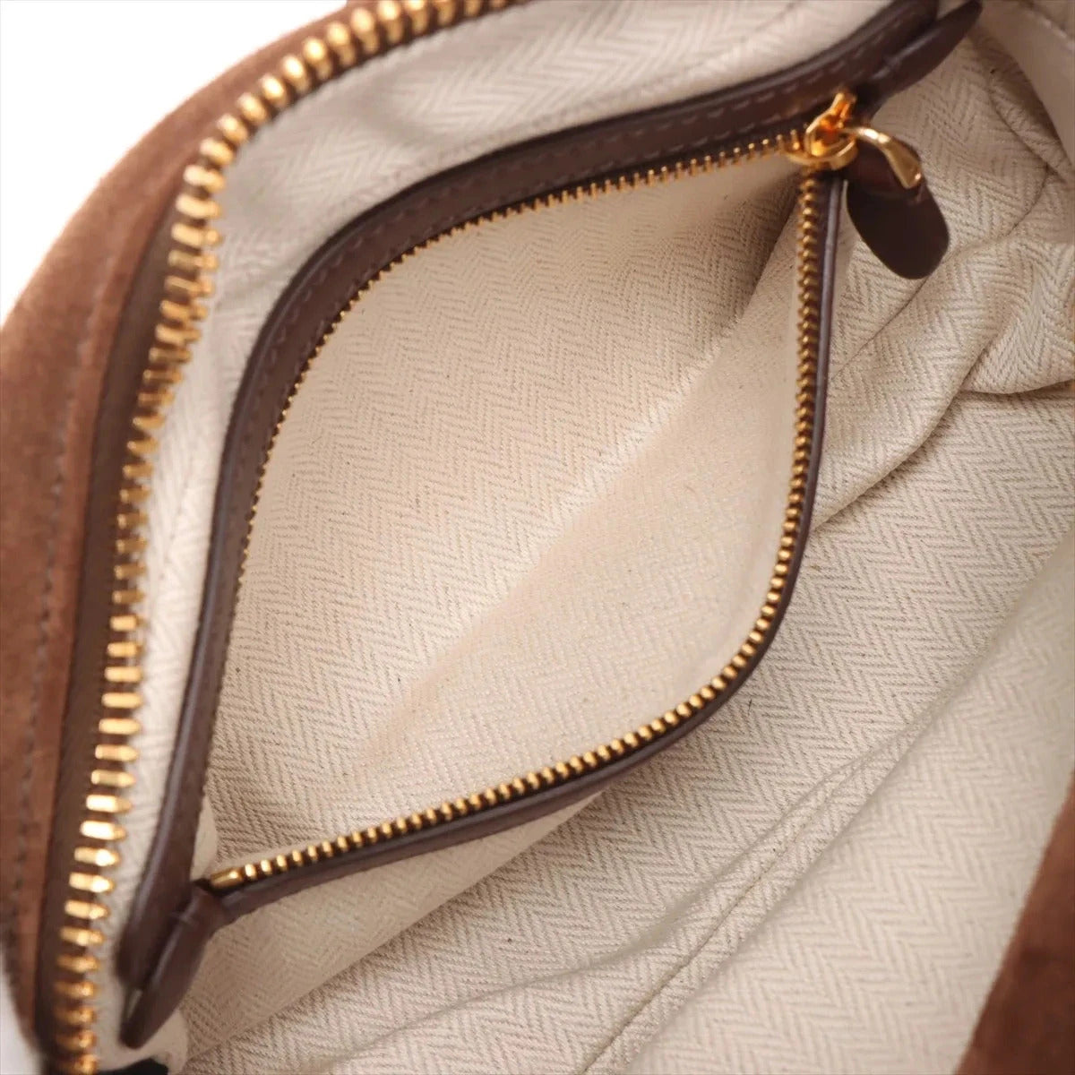 Pre-Loved Arcadie Handbag Suede Small with Gold Hardware, Brown