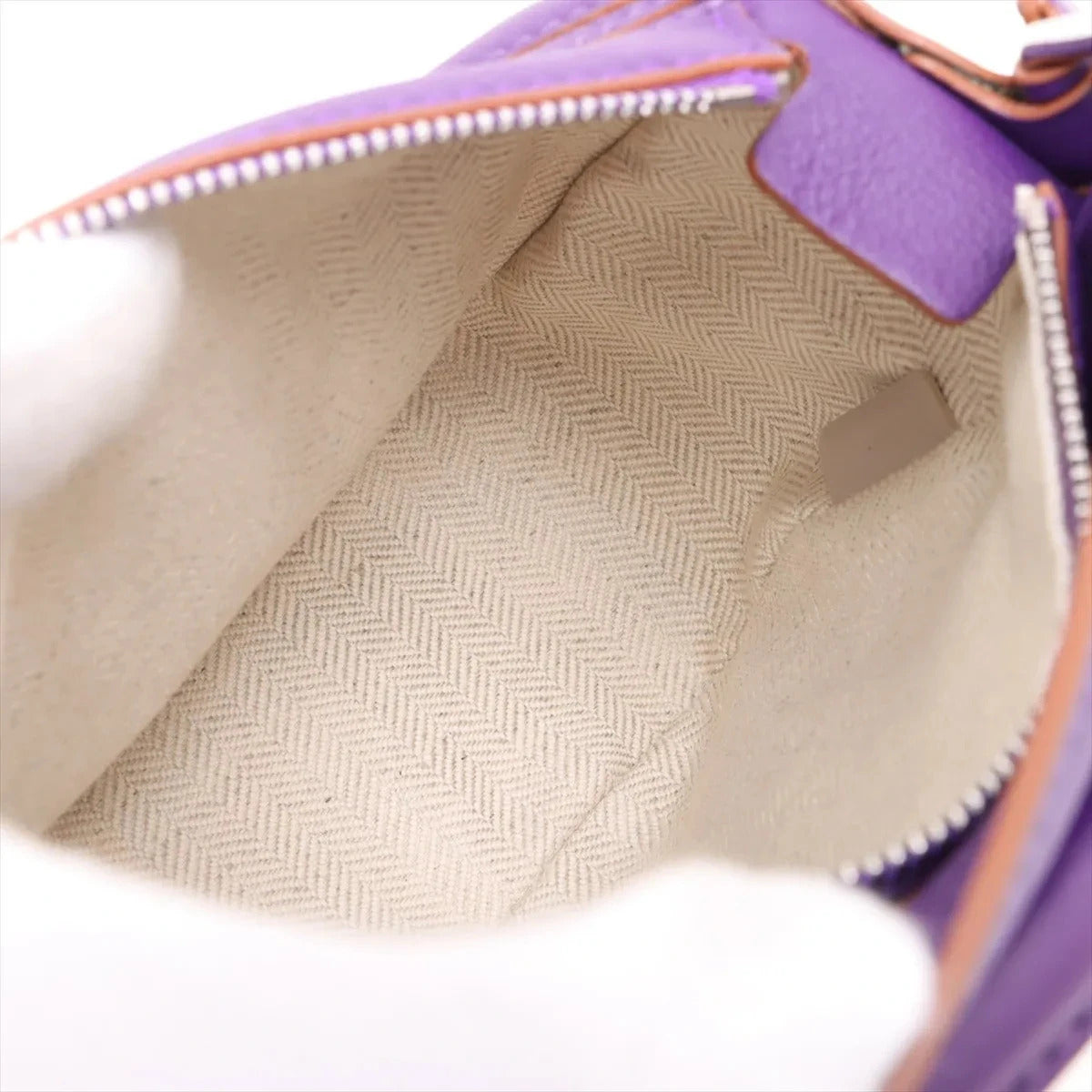 Pre-Loved Puzzle Crossbody Bag Leather Mini with Silver Hardware, Purple