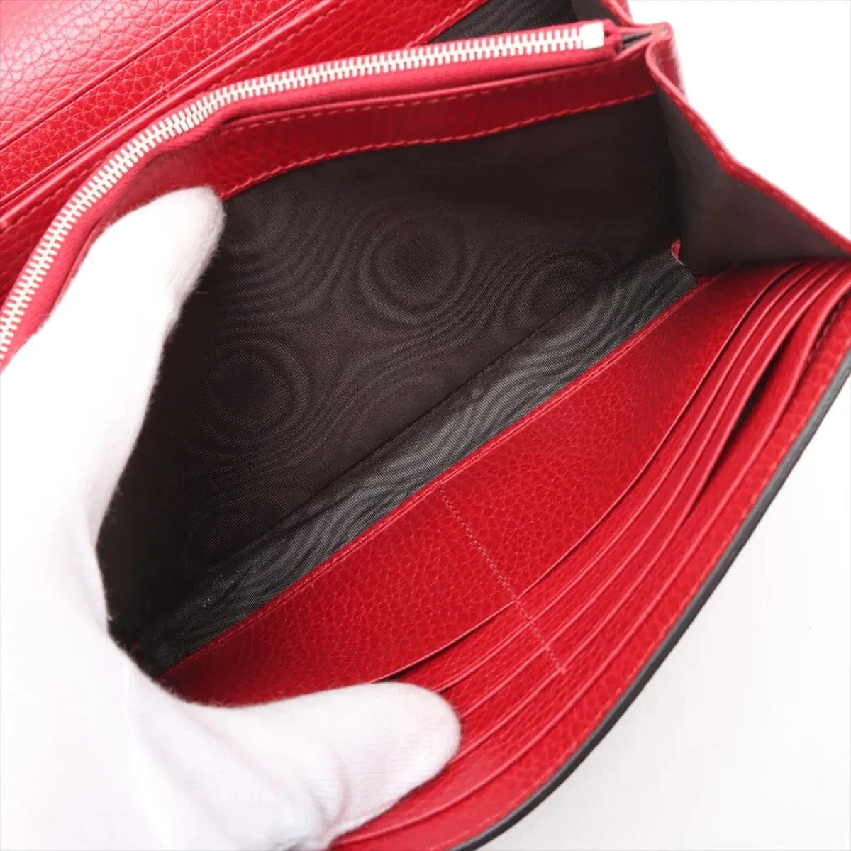 Pre-Loved Dionysus Wallet on Chain Crossbody Bag Leather Mini with Aged Silver Hardware, Red