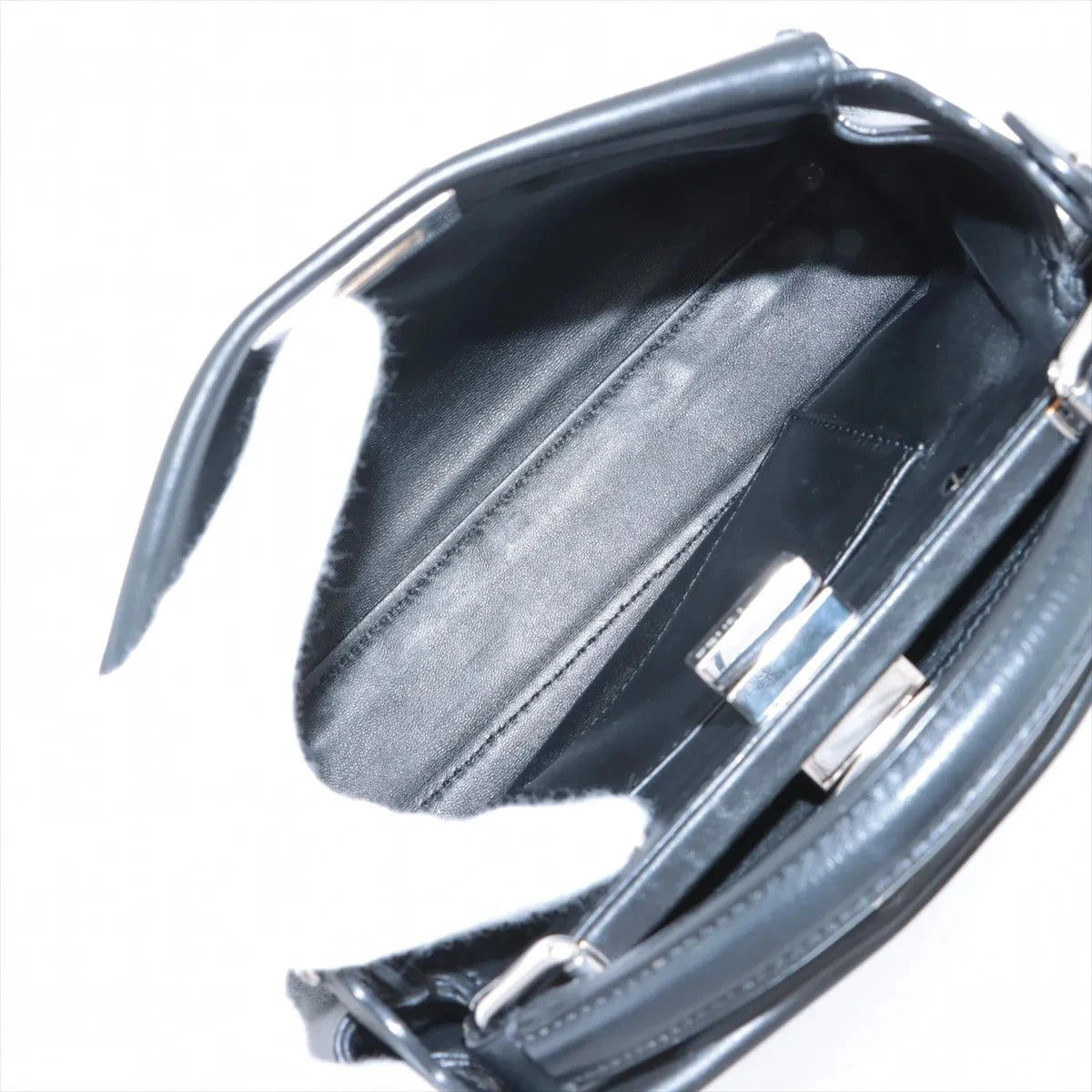 Pre-Loved Peekaboo Handbag Leather Mini with Silver Hardware, Black