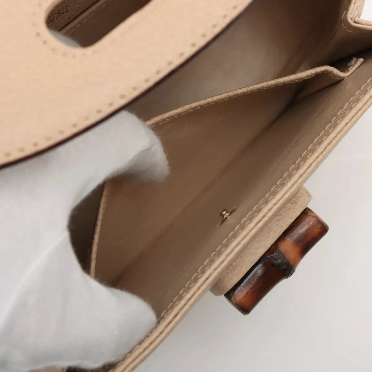 Pre-Loved Bamboo Handbag Leather with Gold Hardware, Beige