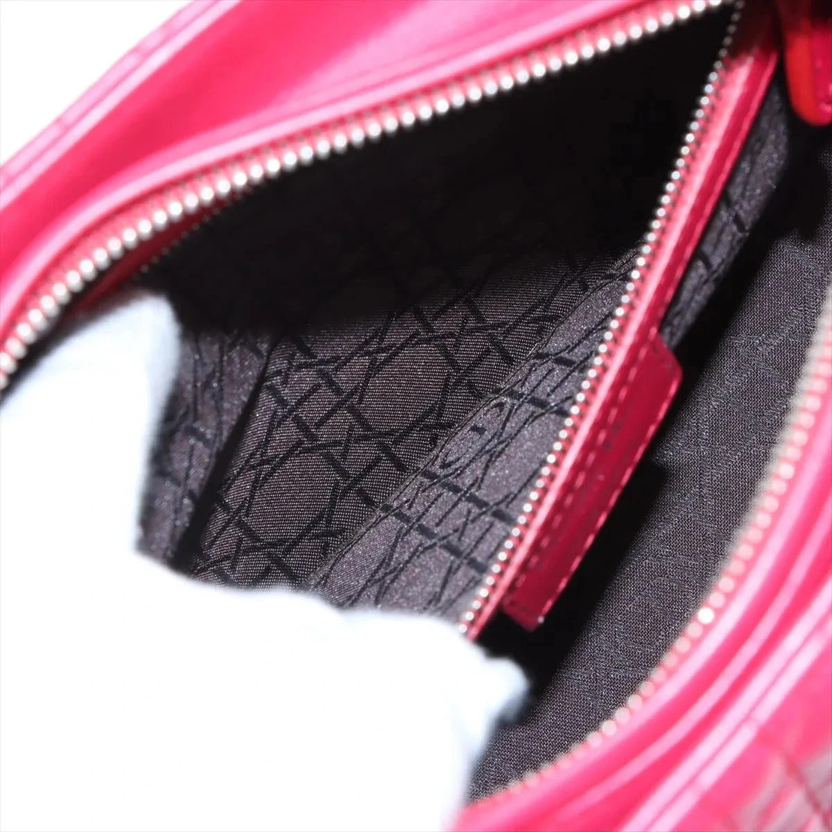 Pre-Loved Lady Dior Handbag Cannage Leather Medium with Silver Hardware, Red