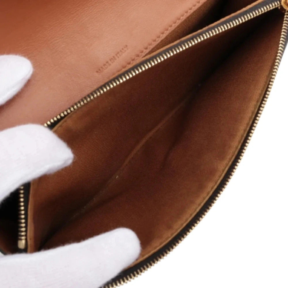 Pre-Loved Triomphe Wallet on Strap Crossbody Bag Triomphe Coated Canvas with Gold Hardware, Brown