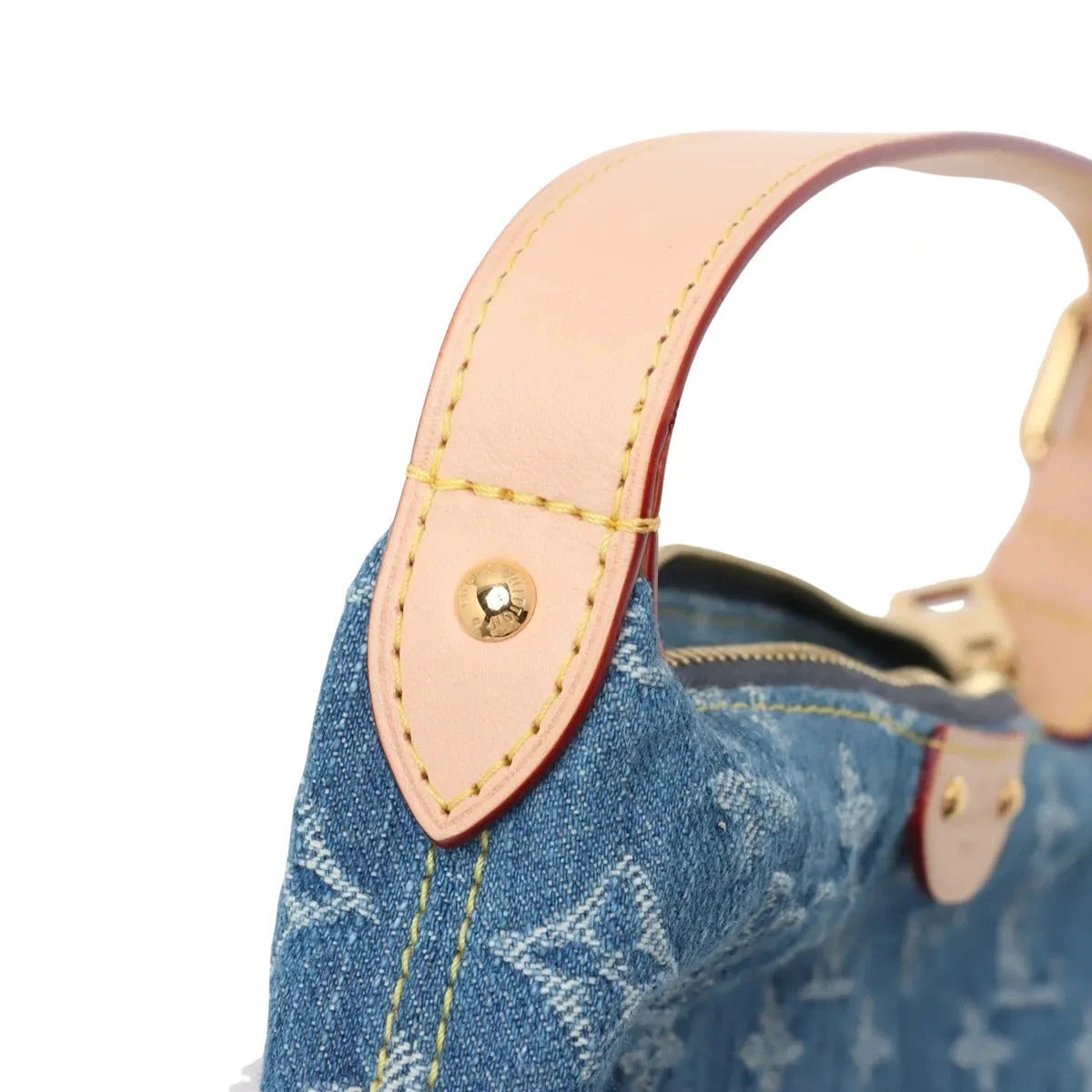Pre-Loved Mini Pleaty Pochette Monogram Denim Mini with Gold Hardware, Blue