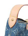 Pre-Loved Mini Pleaty Pochette Monogram Denim Mini with Gold Hardware, Blue