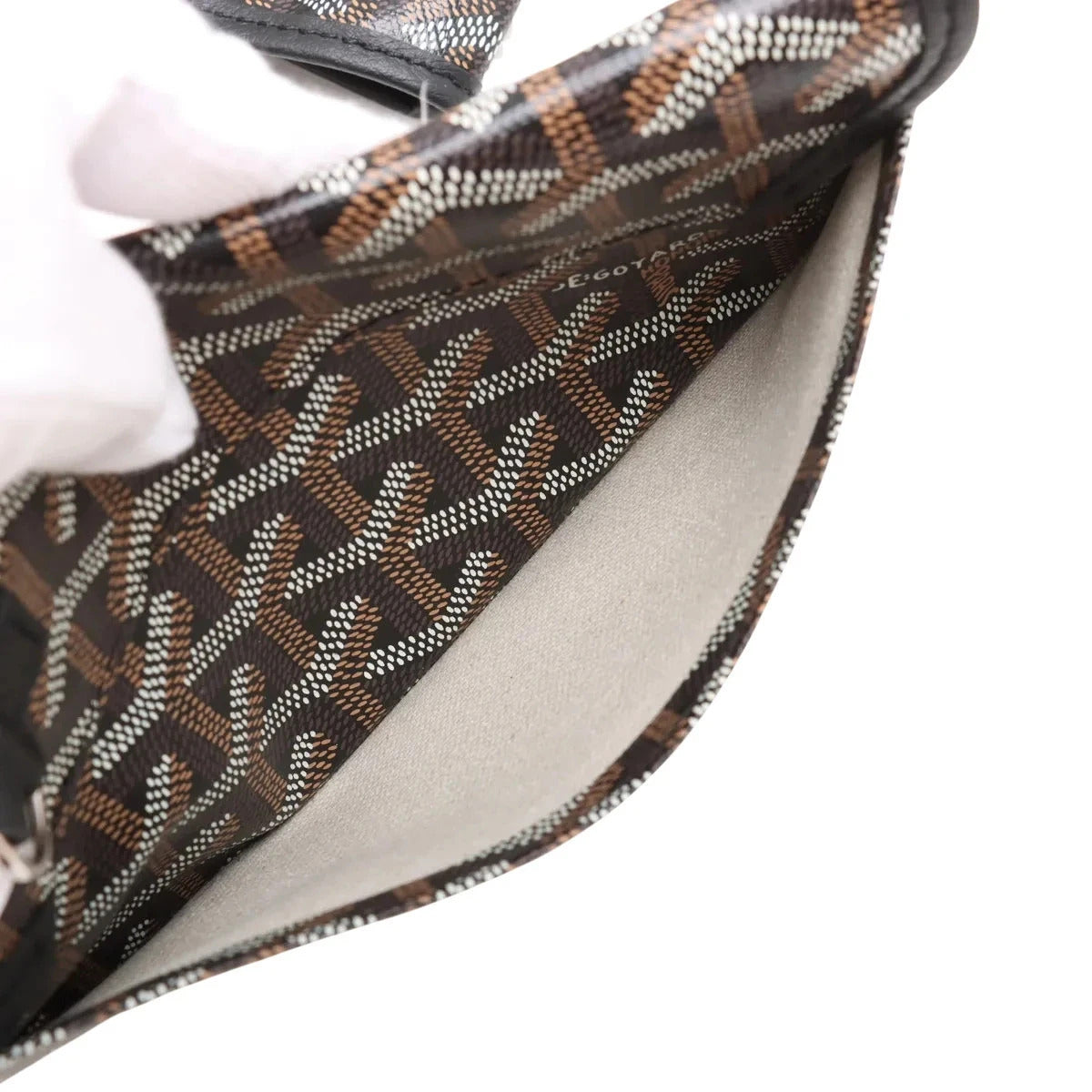 Pre-Loved Saint Louis Tote Goyardine Chevron Coated Canvas GM with Silver Hardware, Black/Brown