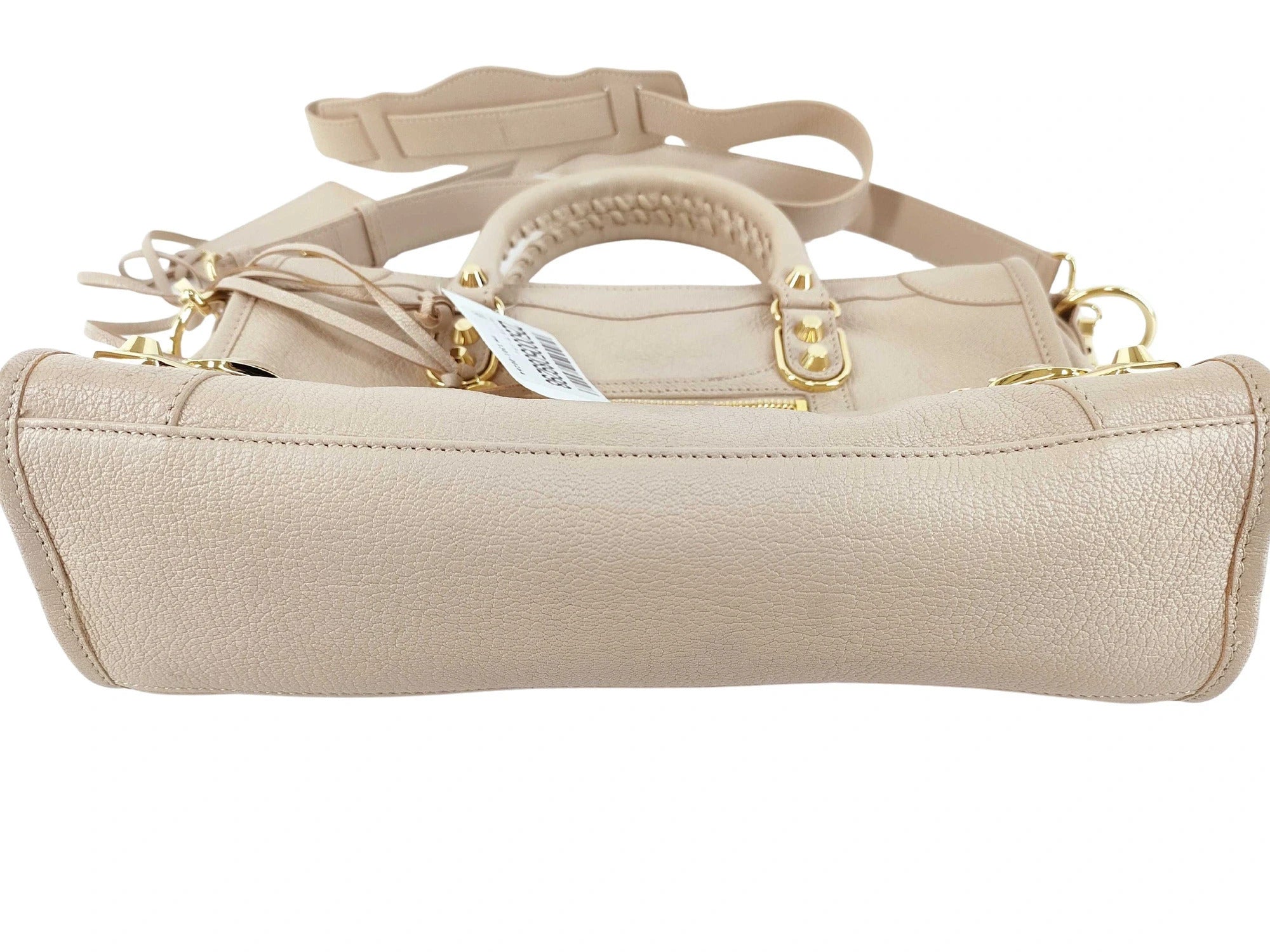 Pre-Loved Classic City Handbag Leather Small with Gold Hardware, Beige