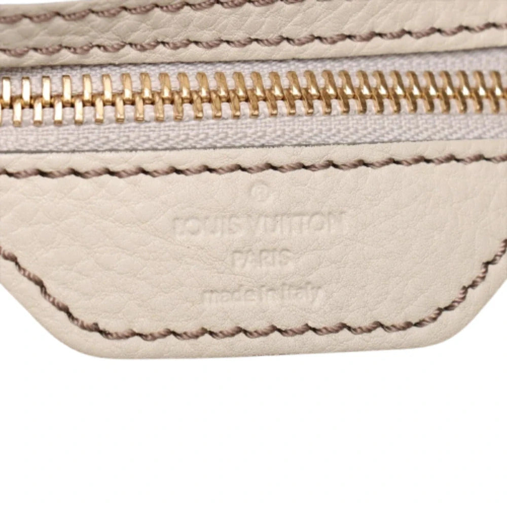 Pre-Loved Mahina XL Shoulder Bag Monogram Leather XL with Gold Hardware, Off-White