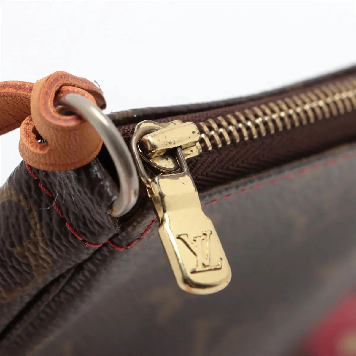 Pre-Loved Pochette Accessoires Cerises Pochette Monogram Coated Canvas with Gold Hardware, Brown