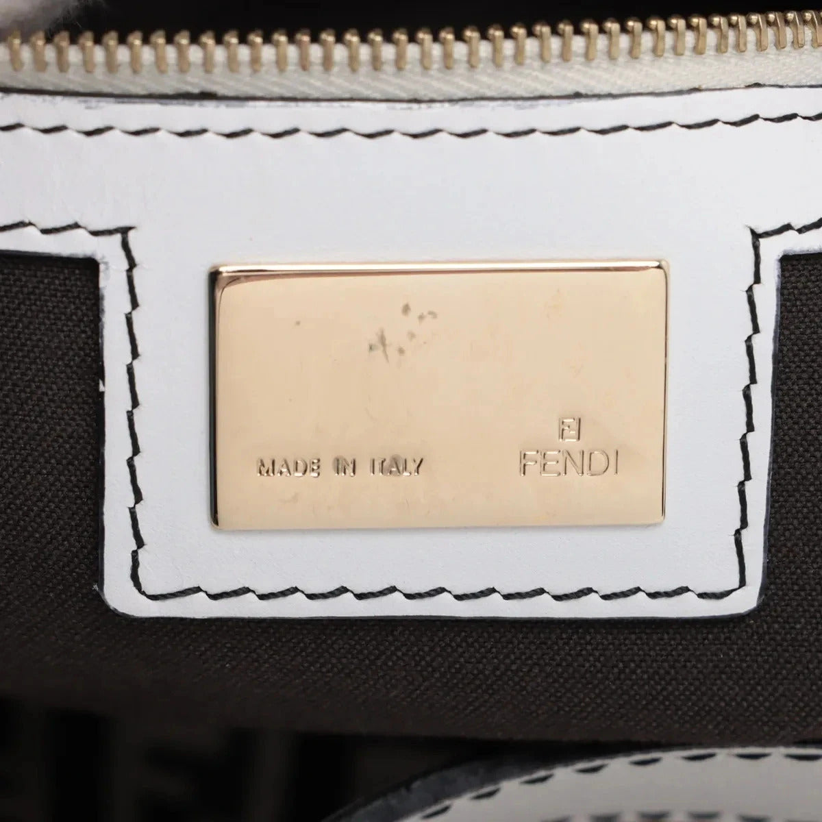 Pre-Loved Mamma Baguette Shoulder Bag Zucchino Coated Canvas with Gold Hardware, Black and Grey