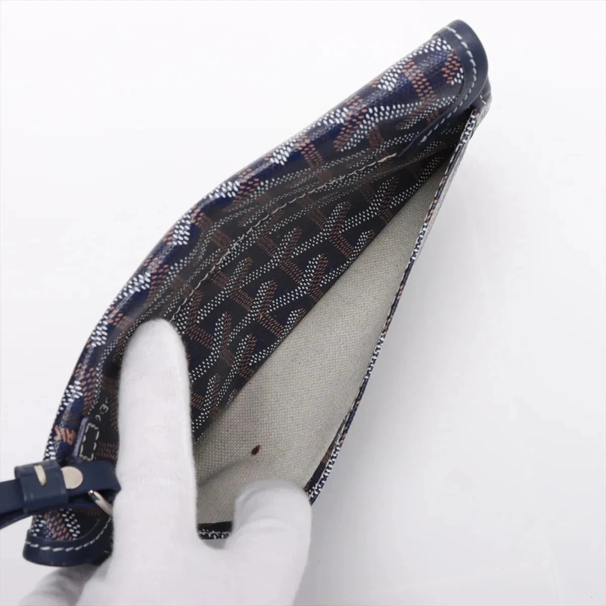 Pre-Loved Saint Louis Tote Goyardine Coated Canvas PM with Silver Hardware, Navy