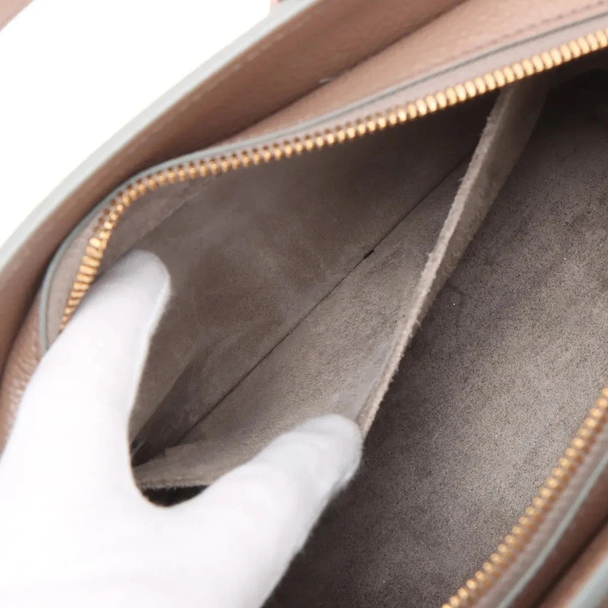 Pre-Loved Cabas Handbag Leather Small with Gold Hardware, Taupe