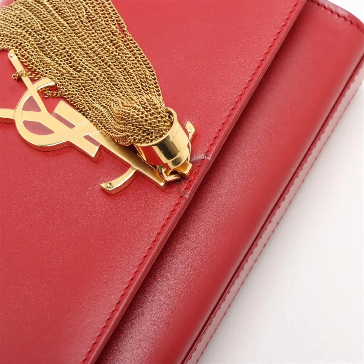 Pre-Loved Kate Tassel Crossbody Bag Leather Small with Gold Hardware, Red