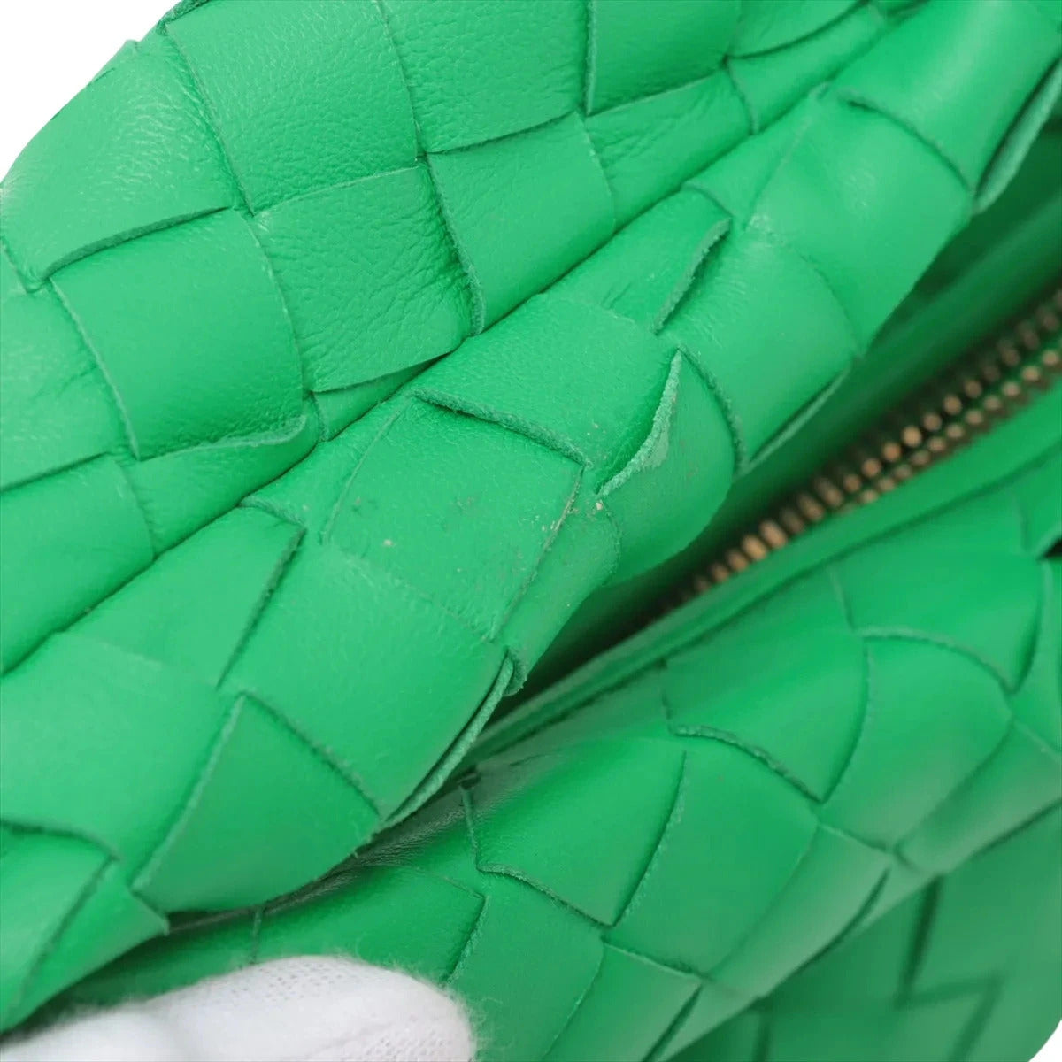 Pre-Loved Jodie Handbag Intrecciato Leather Mini with Gold Hardware, Green