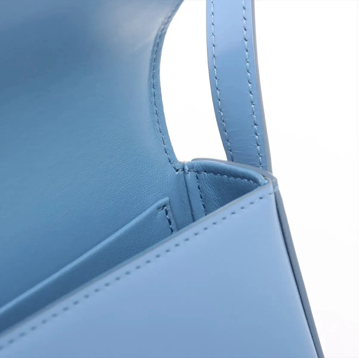 Pre-Loved Triomphe Shoulder Bag Leather Small with Gold Hardware, Light Blue
