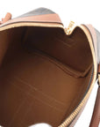 Pre-Loved Triomphe Boston Bag Handbag Triomphe Coated Canvas Small with Gold Hardware, Brown