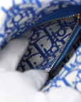 Pre-Loved Lady Dior Handbag Wicker Oblique Medium with Gold Hardware, Natural Beige and Blue