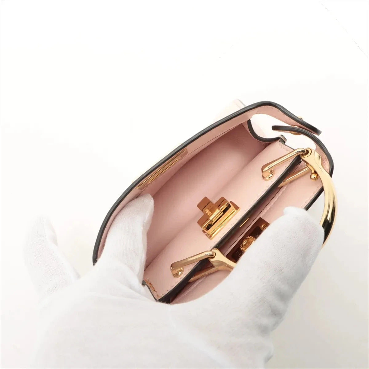 Pre-Loved Peekaboo Handbag Leather Micro with Gold Hardware, Pink