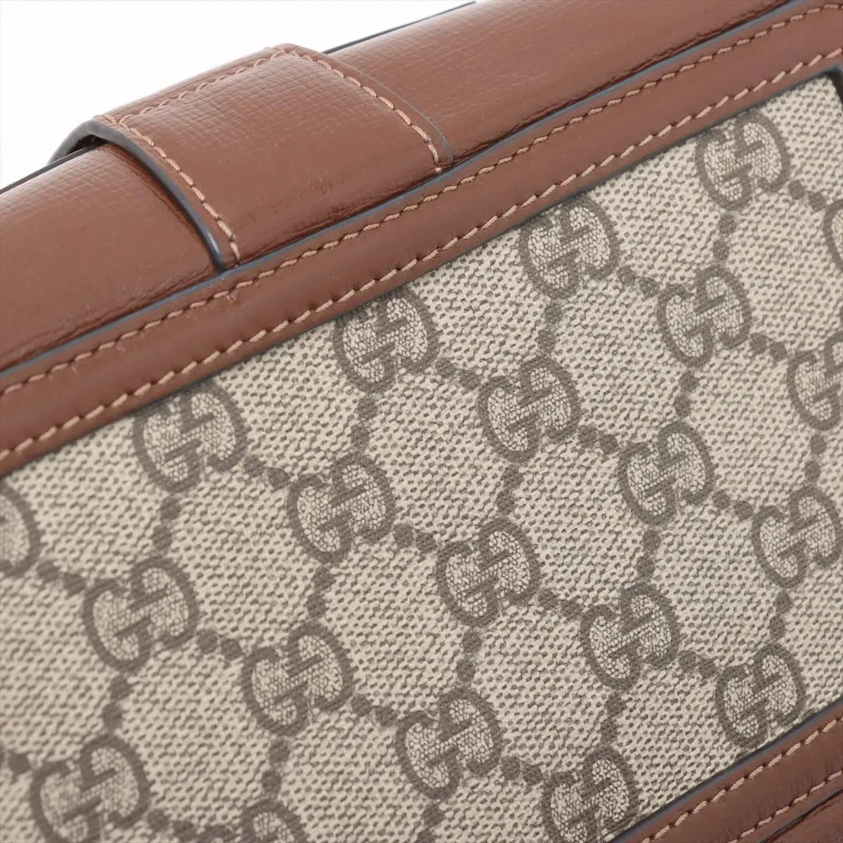 Pre-Loved GG Supreme Crossbody Bag Monogram Coated Canvas Mini with Gold Hardware, Beige/Brown