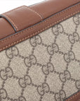 Pre-Loved GG Supreme Crossbody Bag Monogram Coated Canvas Mini with Gold Hardware, Beige/Brown