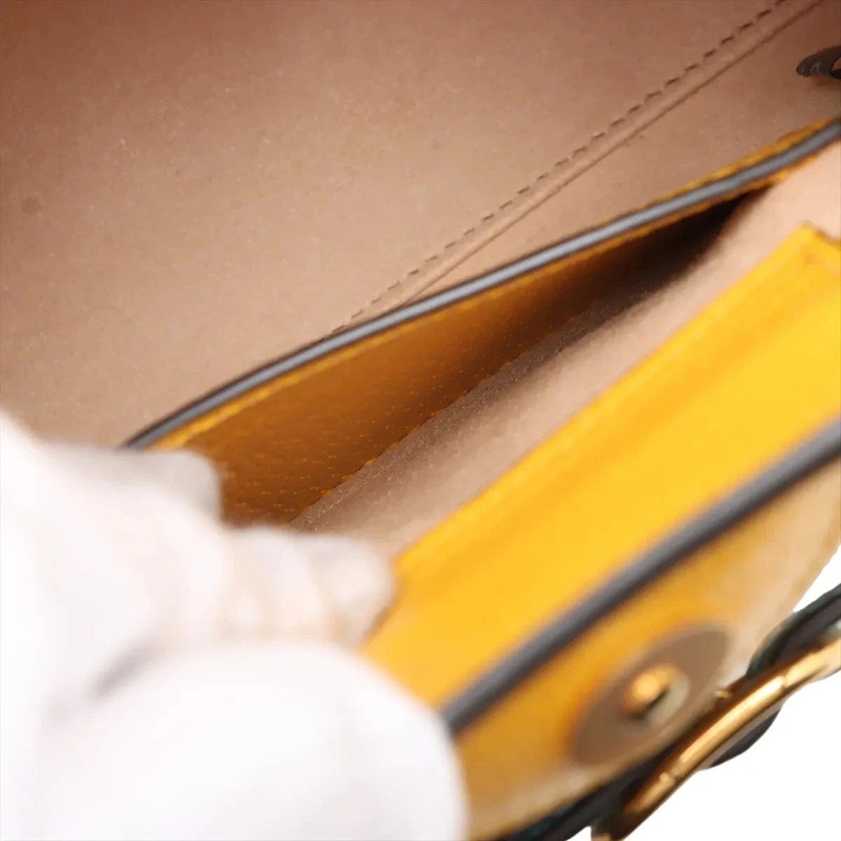 Pre-Loved Diana Bamboo Tote Leather Mini with Gold Hardware, Yellow