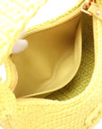 Pre-Loved Wander Hobo Shoulder Bag Raffia Mini with Gold Hardware, Yellow