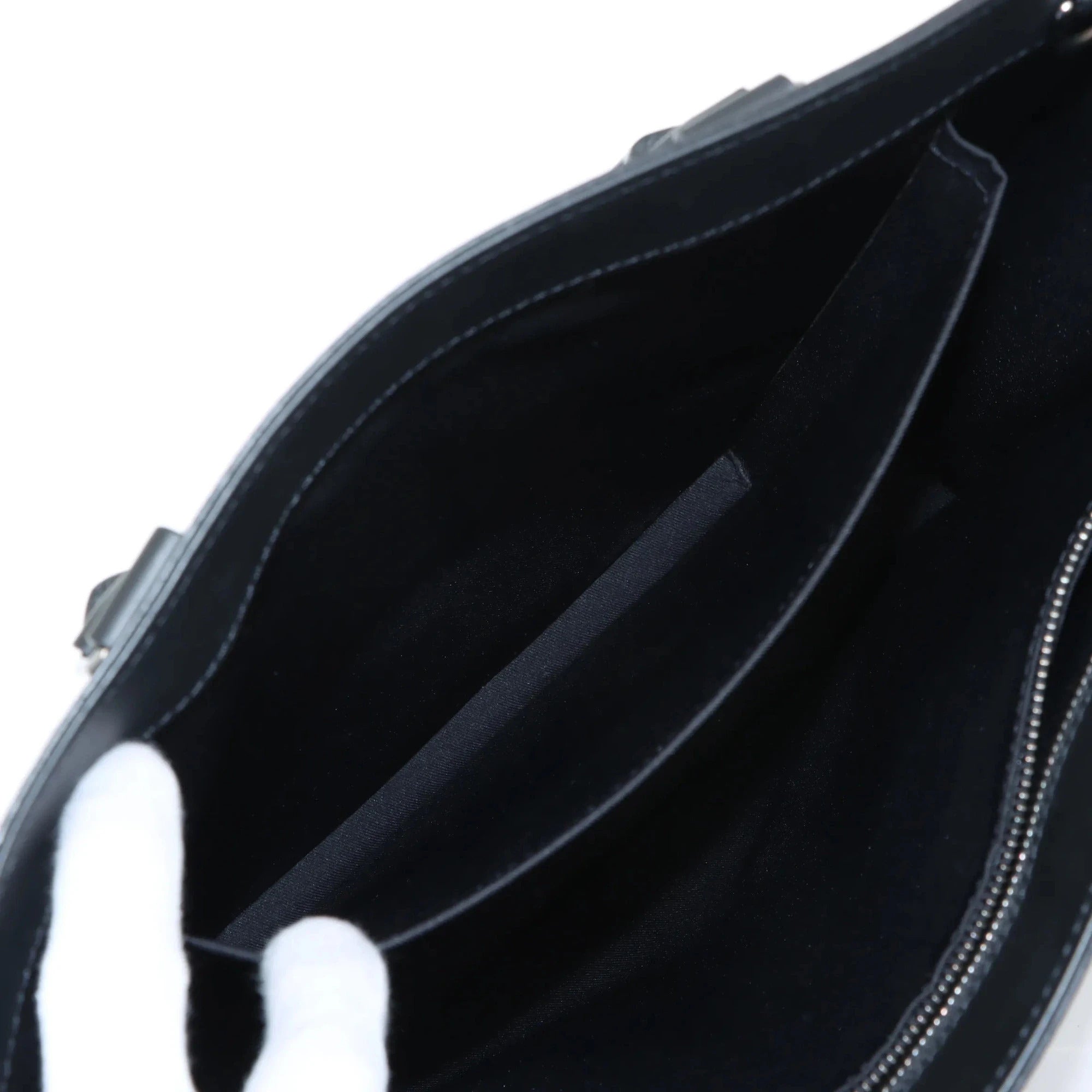 Pre-Loved Sac Plat Tote Monogram Coated Canvas with Silver Hardware, Black