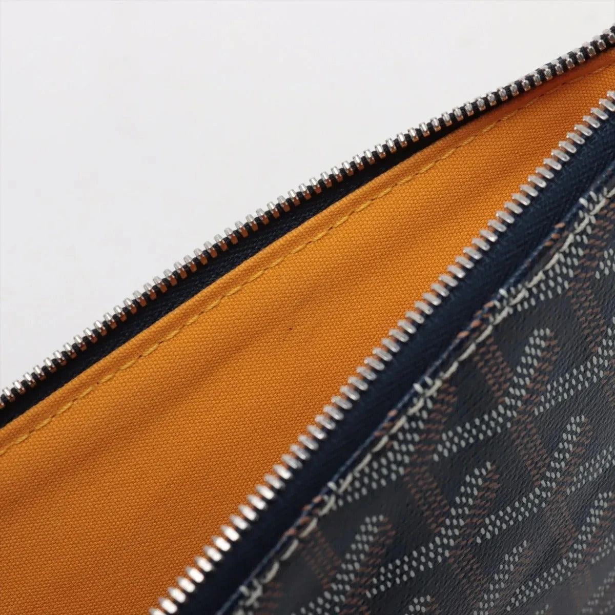 Pre-Loved Senat Pochette Goyardine Coated Canvas MM with Silver Hardware, Navy Blue