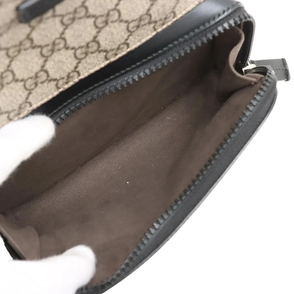 Pre-Loved GG Supreme Backpack GG Supreme Coated Canvas Small with Silver Hardware, Beige/Ebony