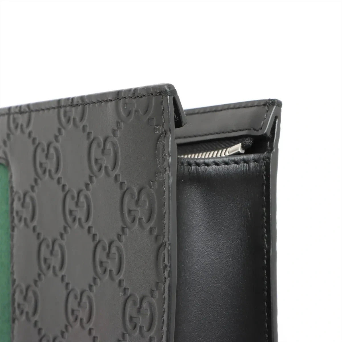 Pre-Loved Web Microguccissima Pouch Clutch Microguccissima Leather with Silver Hardware, Black